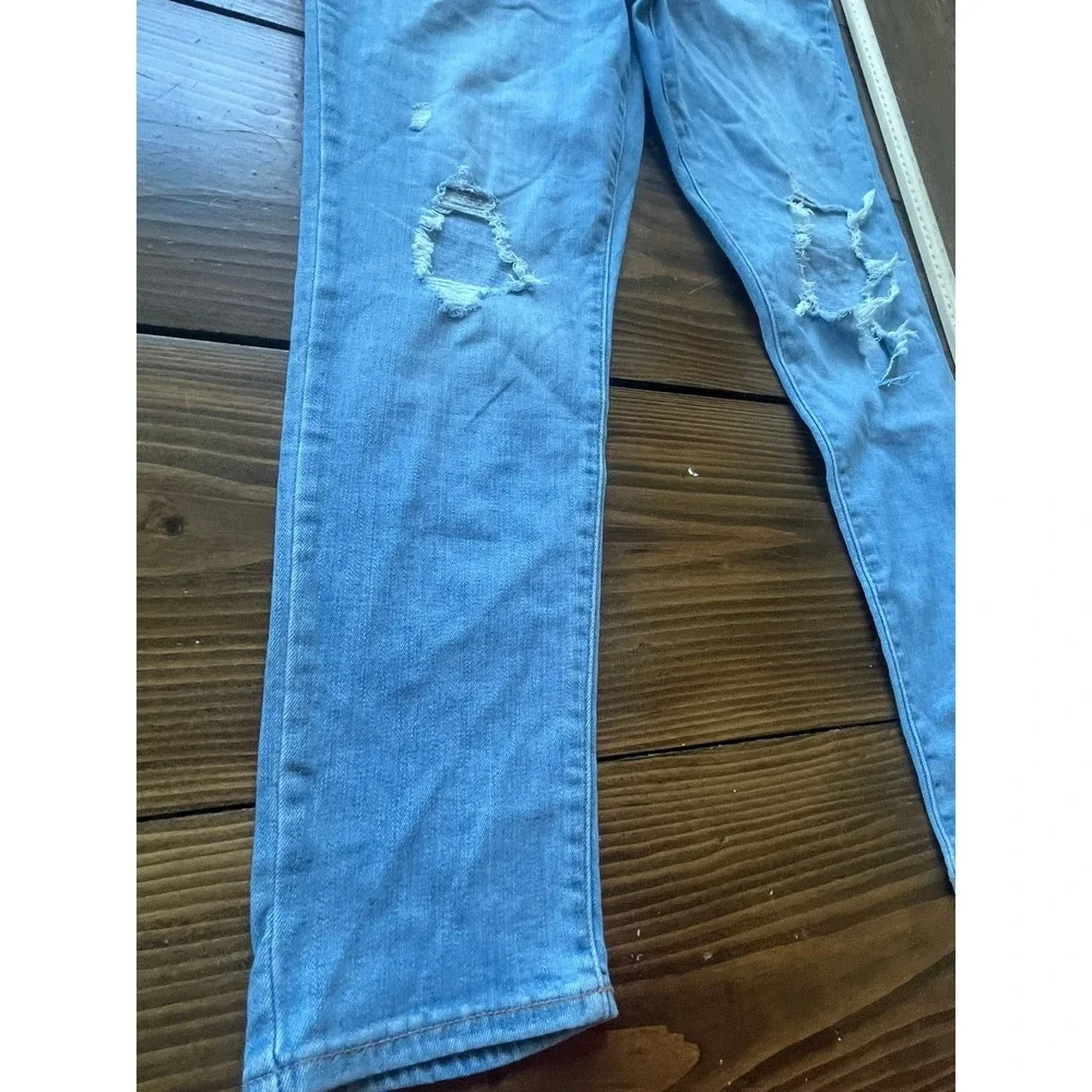 Levis 721 High Rise Skinny Ankle Jeans Light Wash Distressed Blue Size 31 NEW‎